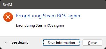 error during steam ros sign in